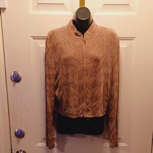 Jessica Howard Beige Beaded Cardigan Jacket
